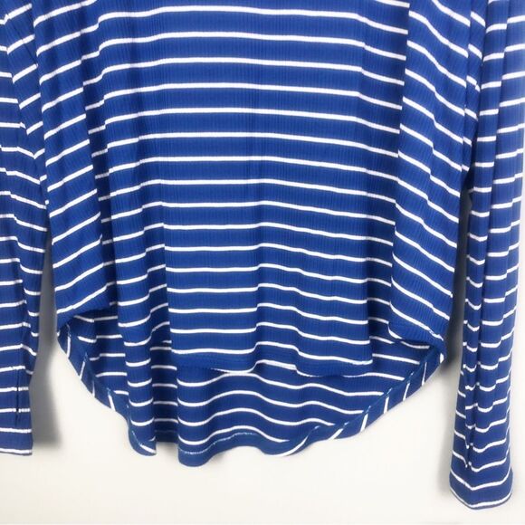 MICHAEL KORS | NEW Royal Blue/White Striped Ribbed Turtleneck Women’s Size Large - Picture 4 of 10